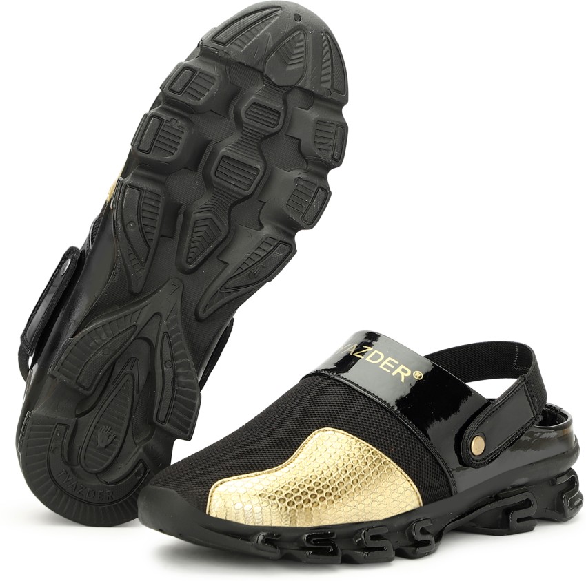 TYAZDER Men Black Gold Sandals Buy TYAZDER Men Black Gold