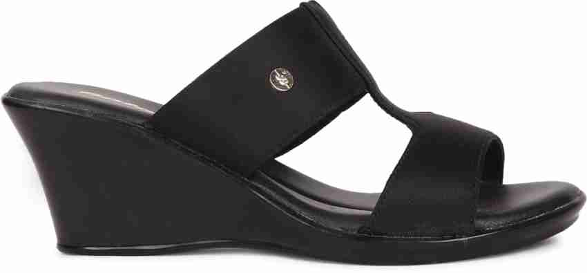 Bata black wedges new arrivals