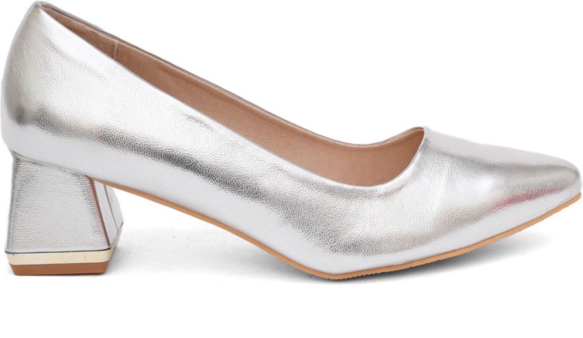 Silver low block discount heel