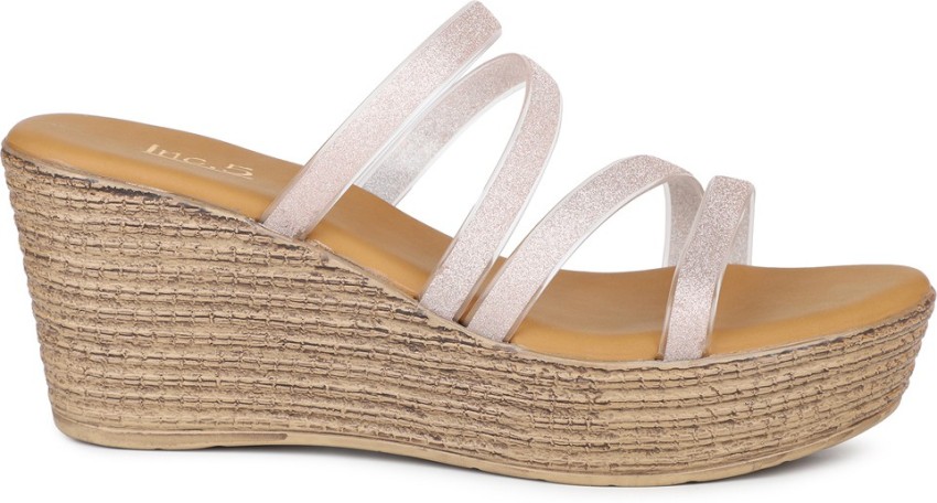 Gold metallic wedge discount sandals