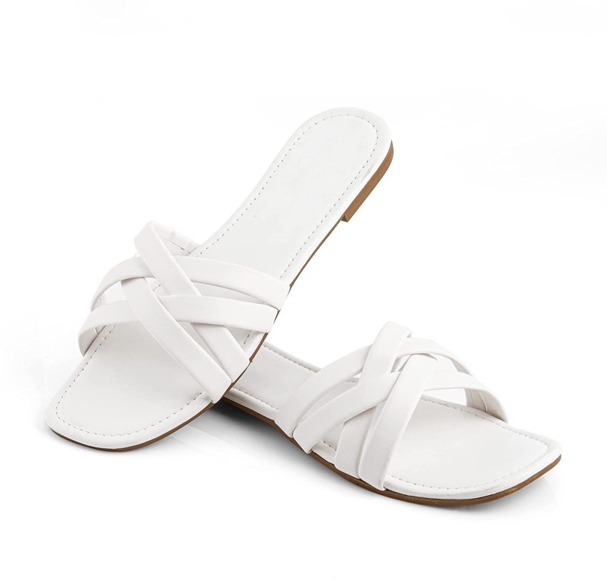 Cute white flat discount sandals