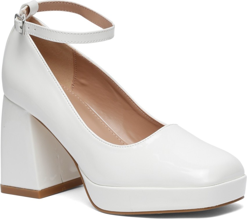 White ankle strap heels closed outlet toe