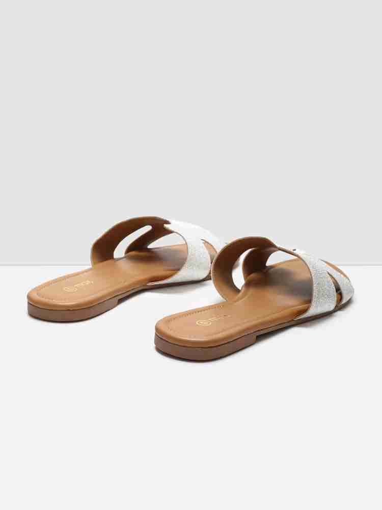 Sandals silver flat hot sale