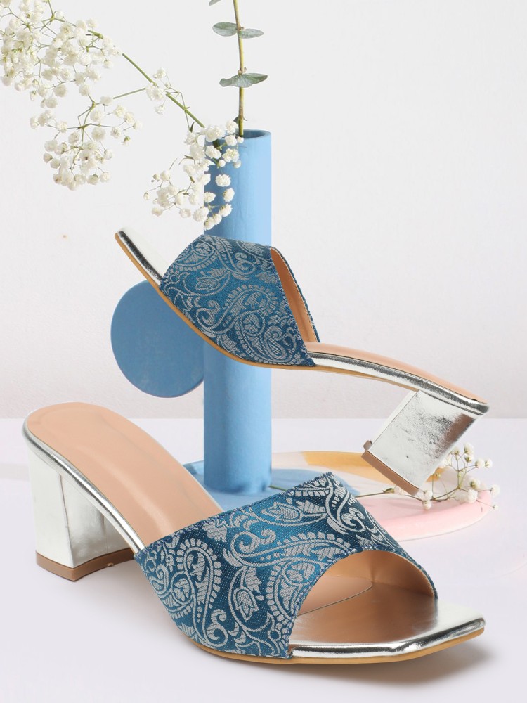 Blue top flower heels