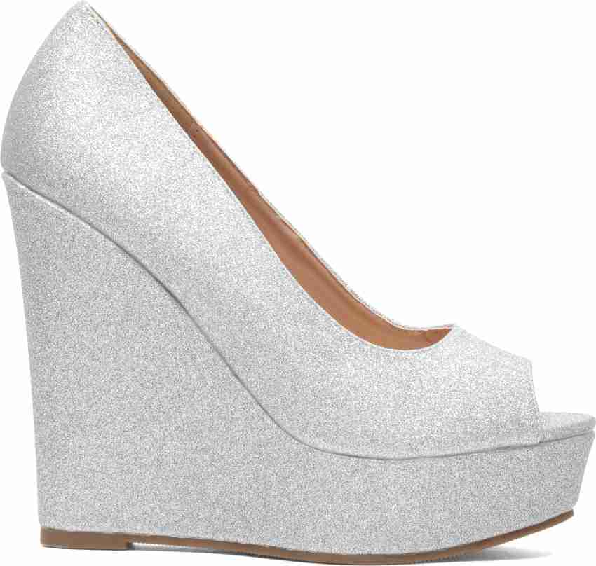 Silver wedge best sale high heels