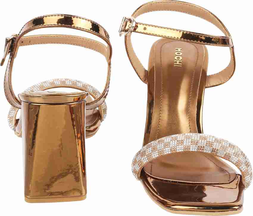 MOCHI Women Gold Heels - Buy MOCHI Women Gold Heels Online at Best Price -  Shop Online for Footwears in India