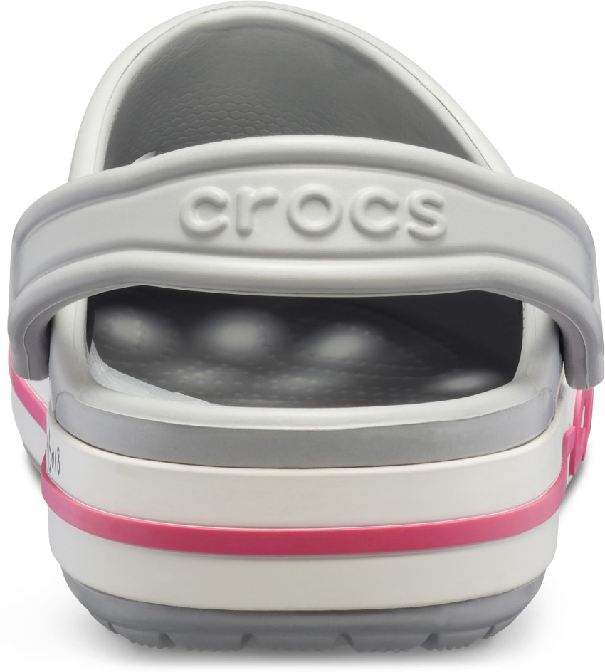 Grey and online pink crocs