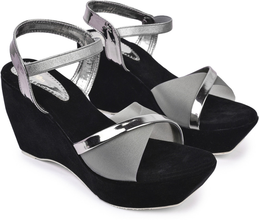 Gray wedge heels best sale