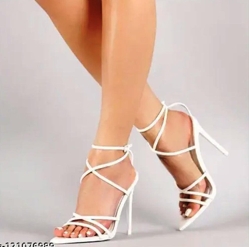 White strappy stiletto discount heels