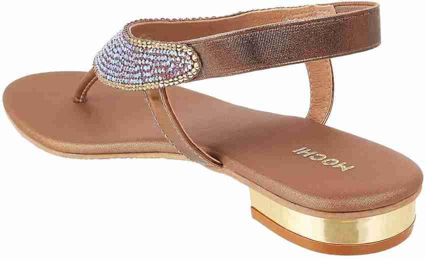 Buy Gold Flat Sandals for Women by Mochi Online