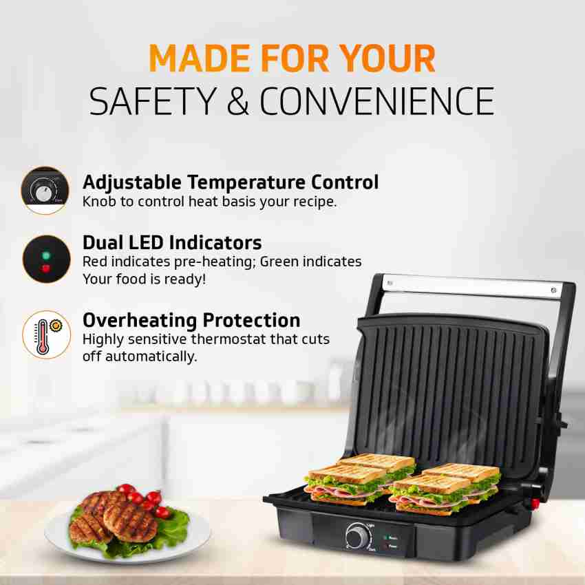 Panini Press Grill Indoor Grill Sandwich Maker with Temperature Setting, 4  Slice Large Non-stick Versatile Grill, to Fit Any Type or Size of Food,  Removable Drip Tray, 850W 