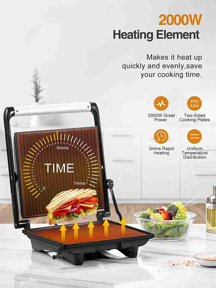 Panini Grill Toaster Press Electric Sandwich Maker Toast Griller Large 4  Slice