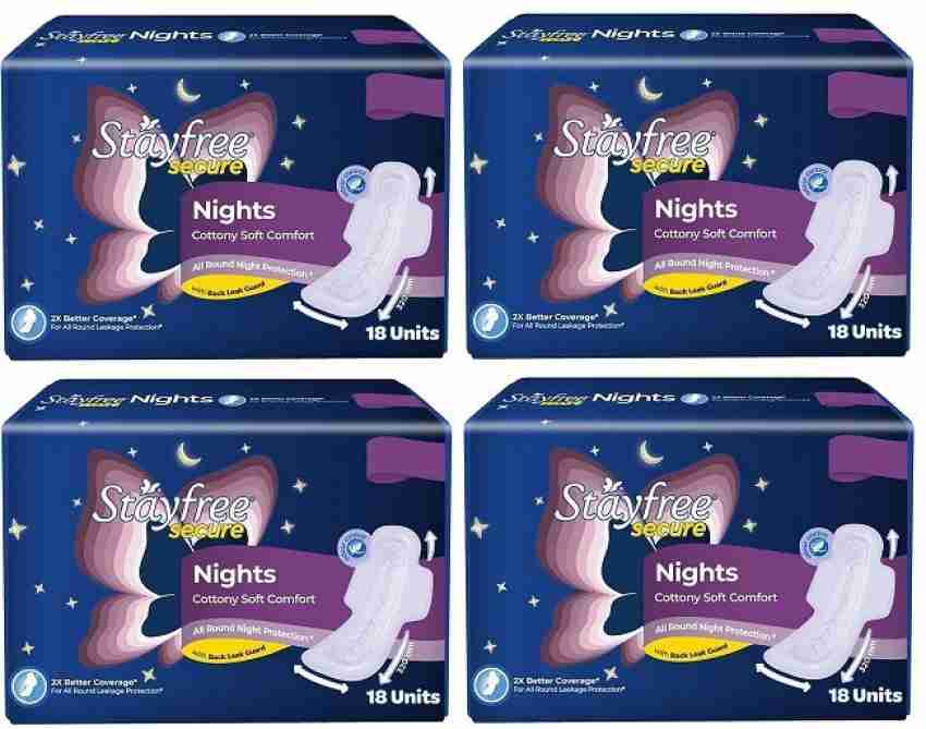 Buy Stayfree Secure Nights Cottony Soft Comfort Sanitary Napkin 18