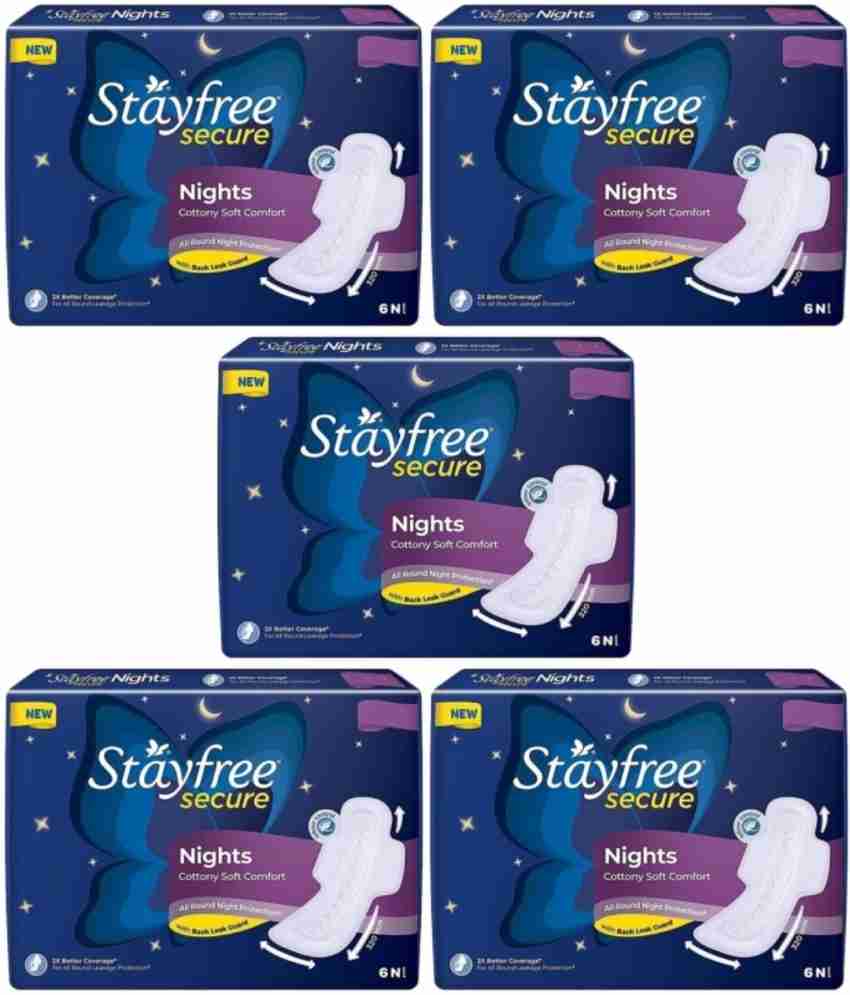 Stayfree Secure Night Sanitary Napkins for Women, 40 Pads