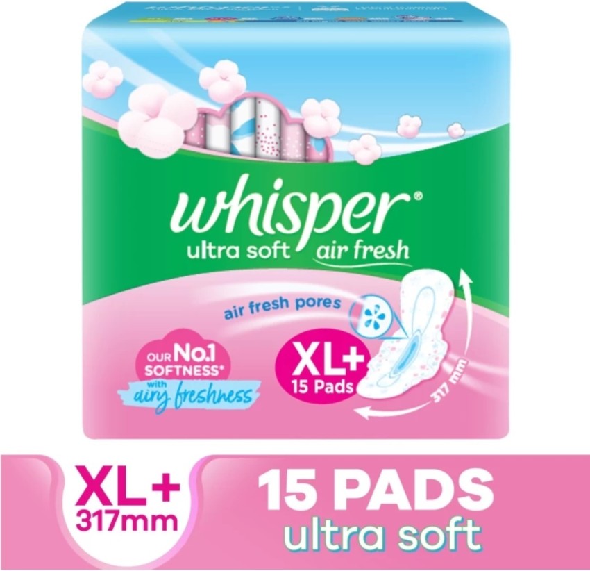 Buy Whisper Ultra Soft Air Fresh Sanitary Napkin (XL+ ) 30 pads