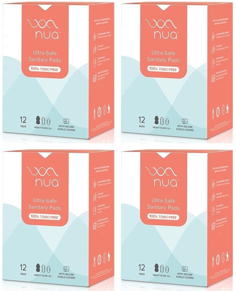 Nua Rash Free XL Pads Disposal Cover Heavy Flow Sanitary Pad ,12 Pads x  Pack of 4 Sanitary Pad | Buy Women Hygiene products online in India |  Flipkart.com