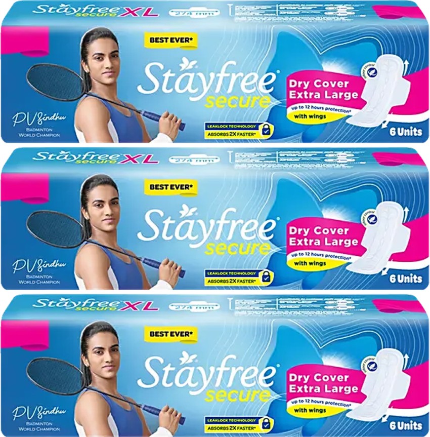 STAYFREE Secure Cottony Extra Large XL@6+6+6 Sanitary Pad