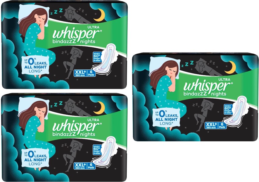 Whisper Bindazzz Night Sanitary Pads at Rs 332/packet in Jaipur