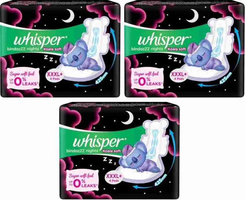 Whisper Bindazzz Nights Koala Soft Sanitary Pads, XXL+ 10 Napkins/ Free  Shipping