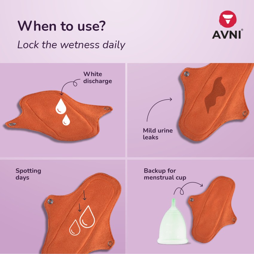 Avni Fluff Washable Cloth Panty Liner (S- 200MM X 4) + Period Wear  Wash-100ml Pantyliner, Buy Women Hygiene products online in India