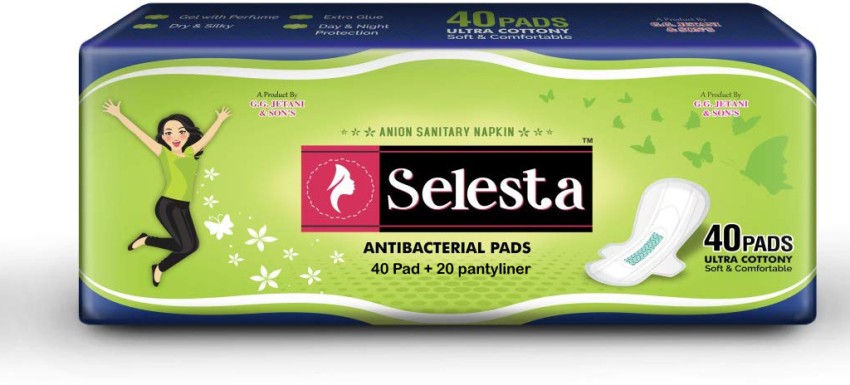 Selesta Ultra Cottony Soft and Comfortable Regular 40 Pad + 20 Pentiliner  Sanitary Pad, Buy Women Hygiene products online in India