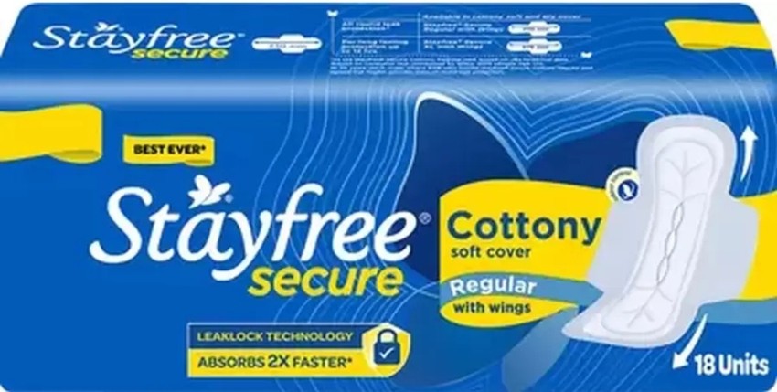 STAYFREE SECURE cottony soft cover regular with wings sanitary pads 18 Sanitary Pad Buy Women Hygiene products online in India Flipkart