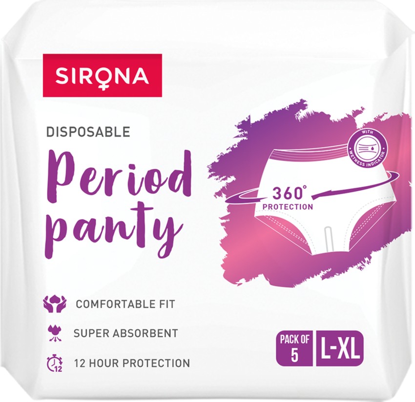SIRONA Super Absorbent Disposable Period Panties for Women with 12 Hr  Protection (L-XL) Sanitary Pad, Buy Women Hygiene products online in India
