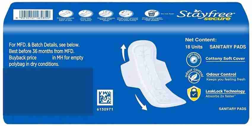 Stayfree Secure Cottony Soft Sanitary Pads (Extra Large Wings