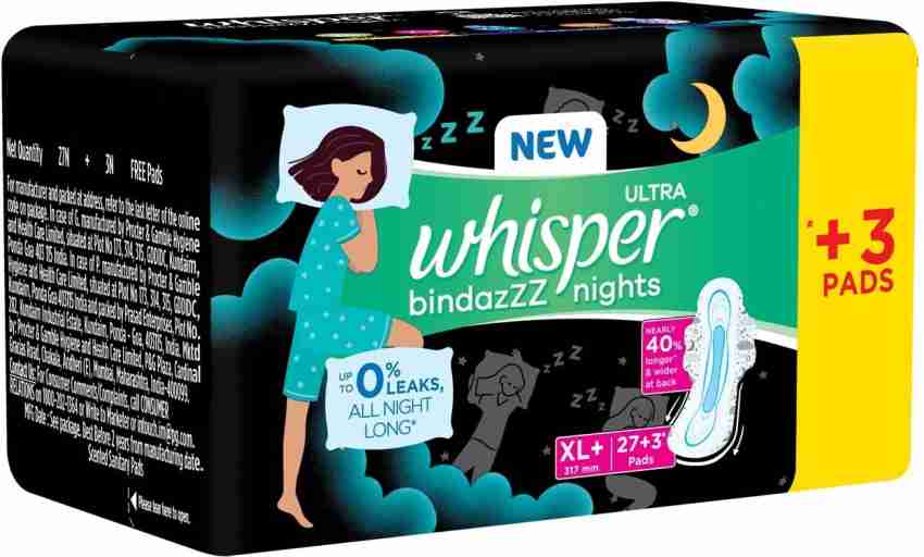 Buy Whisper Bindazzz Nights Xl+ Pad 15'S online at best discount