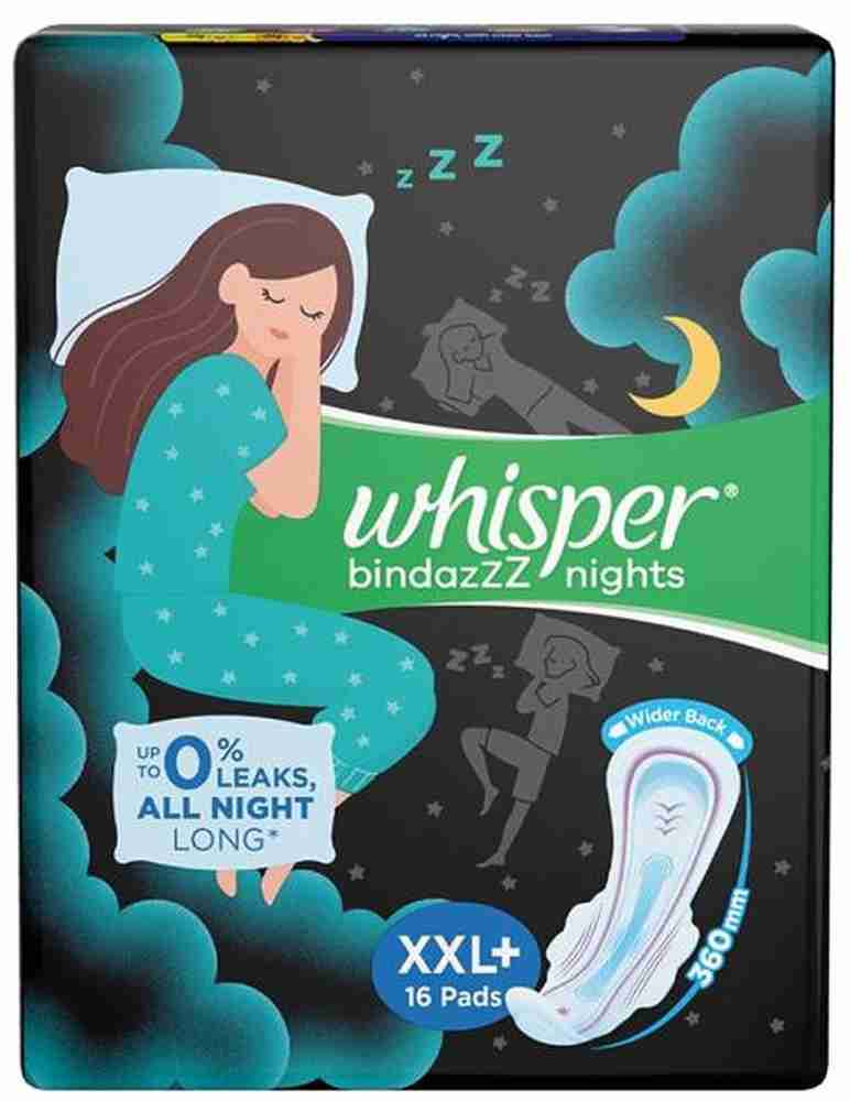 Whisper Ultra Overnight Sanitary Pad With Wings - XXL Plus, 16 pcs