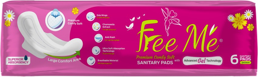 Free Me Premium Comfy Soft Sanitary Napkin, Disposal Cover with each Pad  240mm Sanitary Pad, Buy Women Hygiene products online in India