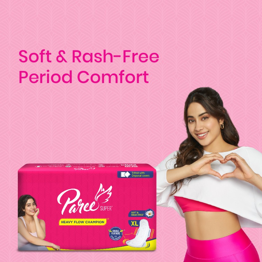 Paree Ultra Thinz Soft & Rash Free Comfort Sanitary Pads for Women With  Double Feathers for Quick Absorption, XL| Tri-Fold and Convenient  Disposable