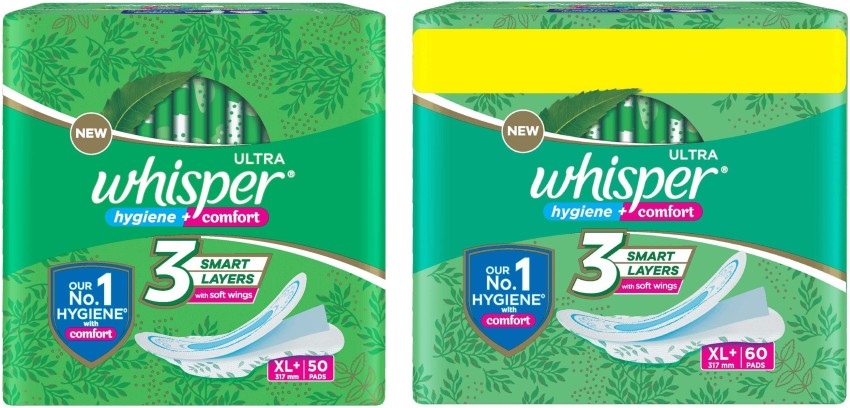 Buy Whisper Ultra Clean Sanitary Pads for Women, 50 thin Pads, XL+