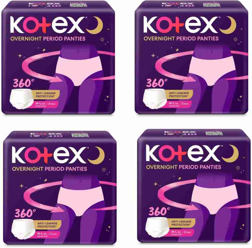 Get Kotex Disposable Ultra Thin Overnight Period Underwear, Large