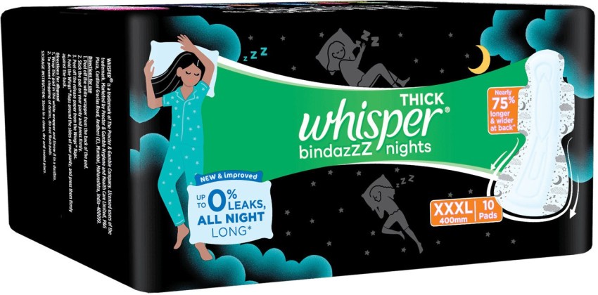 Whisper BindazzZ Nights Pads For Women, XXXL+ [4 Pads] - Town Tokri