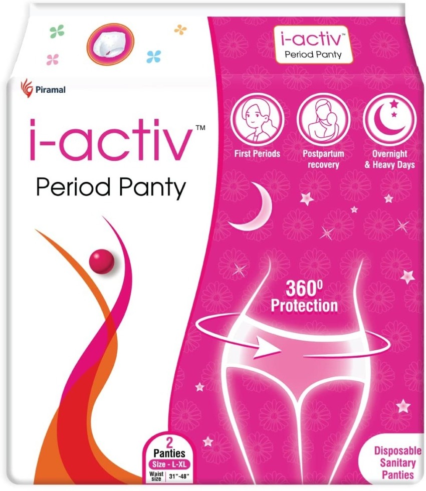i-activ Period Panty, Disposable, Pack of 2 panties, size -31 to 48  Sanitary Pad, Buy Women Hygiene products online in India