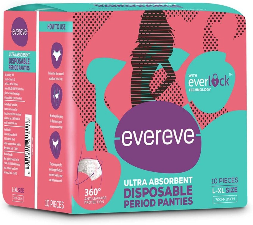 EverEve Ultra Absorbent, Heavy Flow Disposable Period Panties, L