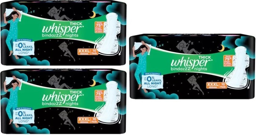 Buy WHISPER BINDAZZZ NIGHTS XXXL - 10 PADS Online & Get Upto 60