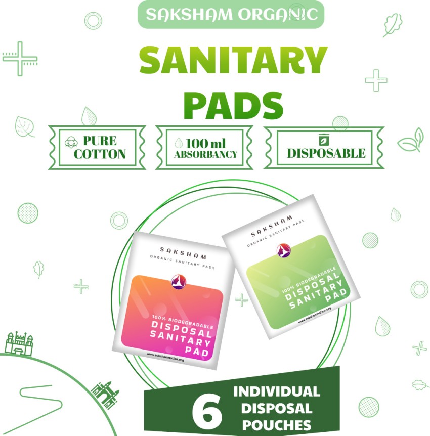 unique saksham SAKSHAM ORGANIC RASH FREE SANITARY PADS- 280mm, no itching,  no irritation Sanitary Pad, Buy Women Hygiene products online in India