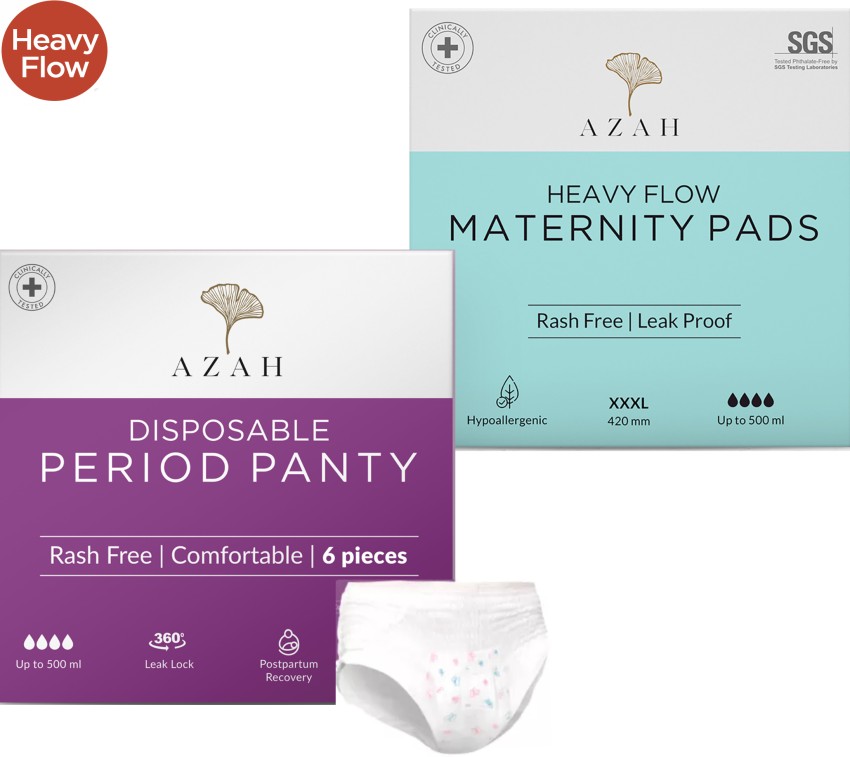 AZAH Postpartum Period Care Combo, Organic Maternity Pads & Disposable  Period Panty Sanitary Pad, Buy Women Hygiene products online in India