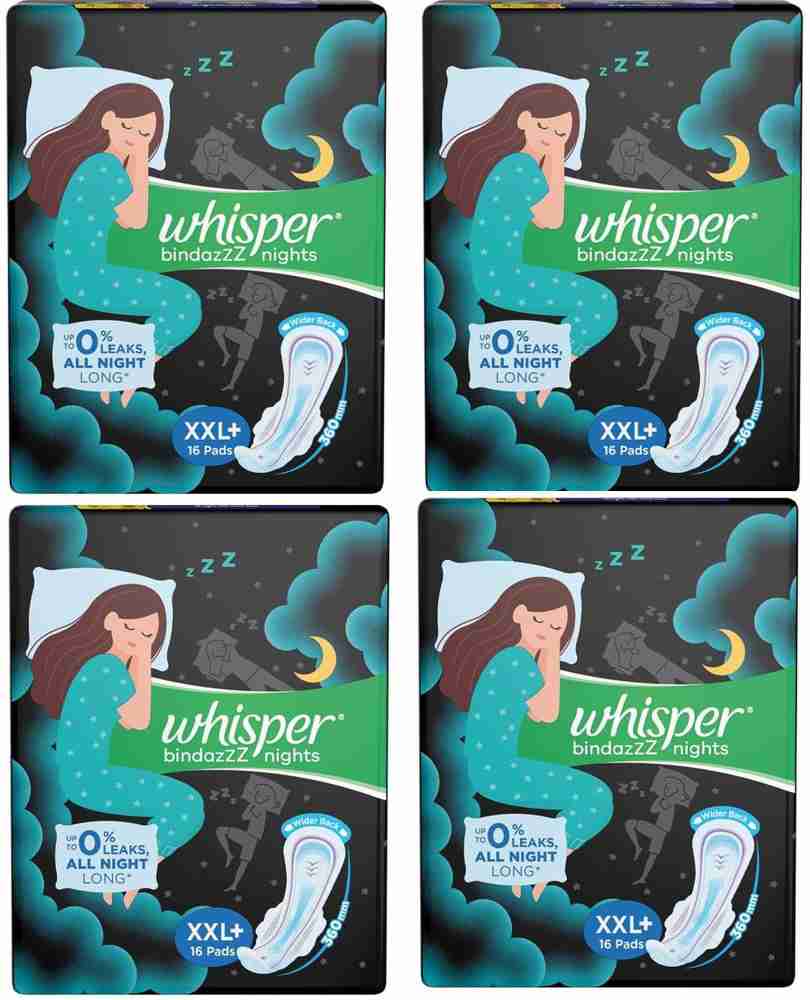 Buy WHISPER BINDAZZZ NIGHTS XXL PLUS - 16 PADS Online & Get Upto 60% OFF at  PharmEasy