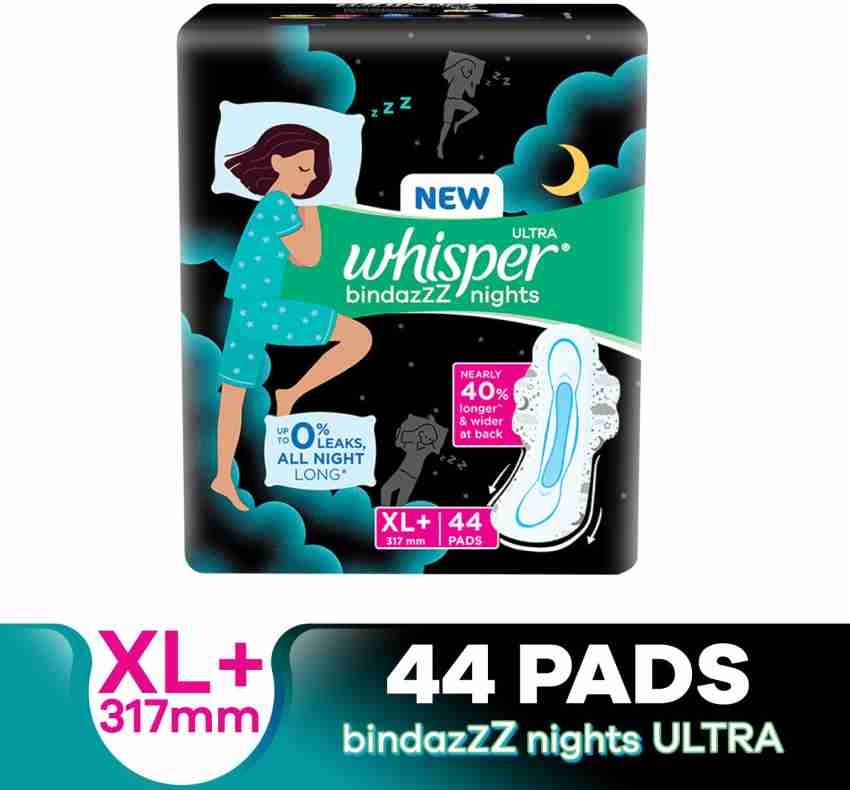 Whisper Bindazzz Nights Sanitary Pads (XXXL Wings) Price - Buy Online at  ₹297 in India
