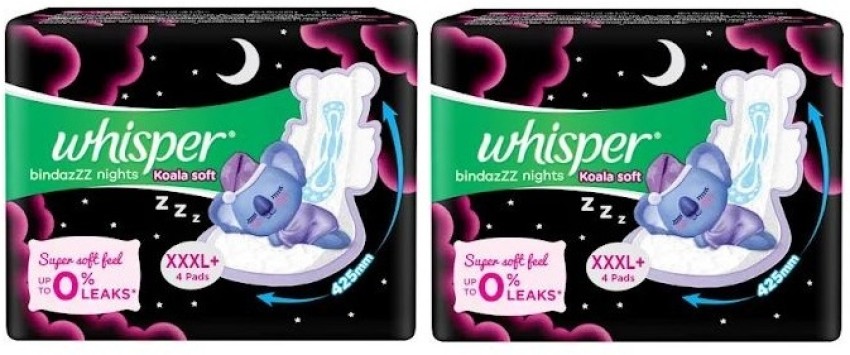 Whisper bindazZZ nights Koala Soft XXXL+ 425 mm - 4x2 Pcs Sanitary