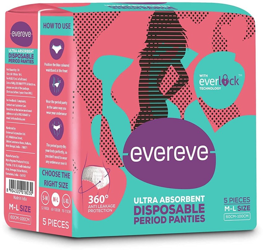 Evereve Ultra Absorbent Disposable Period Panties, XL-XXL, 5's