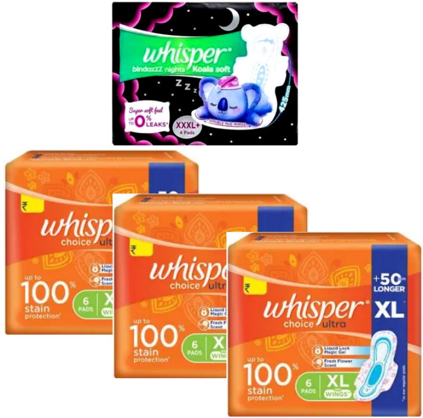 Buy WHISPER BINDAZZZ NIGHTS XXXL - 10 PADS Online & Get Upto 60% OFF at  PharmEasy