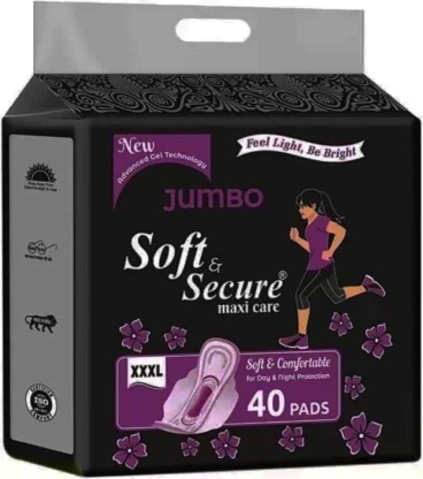 soft&secre soft & secure Jumbo Maxi Sanitary Pad (XXX-40 Sanitary Pad (Pack  of 40) Sanitary Pad | Buy Women Hygiene products online in India |  Flipkart.com