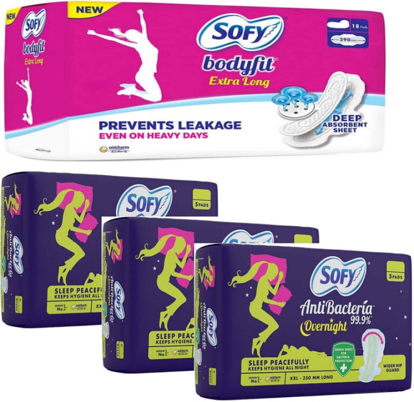 Buy Sofy Anti Bacteria Overnight Sanitary Napkin with Wings (XXL