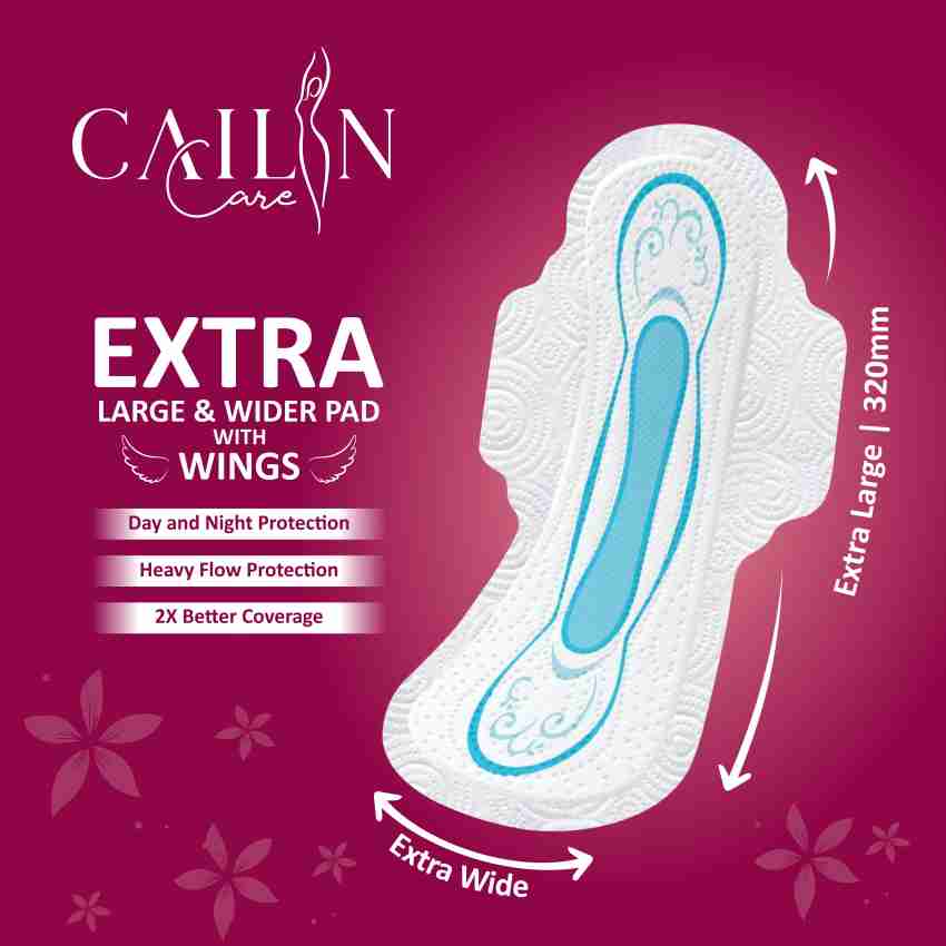 Extra Comfort (SUPER SAVER PACK )naturally SOFT extra LONG Sanitary Pads  With Wings, 100% natural COTTON, Day & Night Protection, Advanced  Bacterial Protection