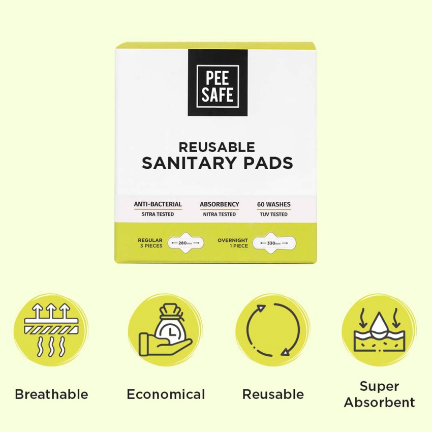 Buy Pee Safe Biodegradable Sanitary Pads, Overnight, 10 pcs Online
