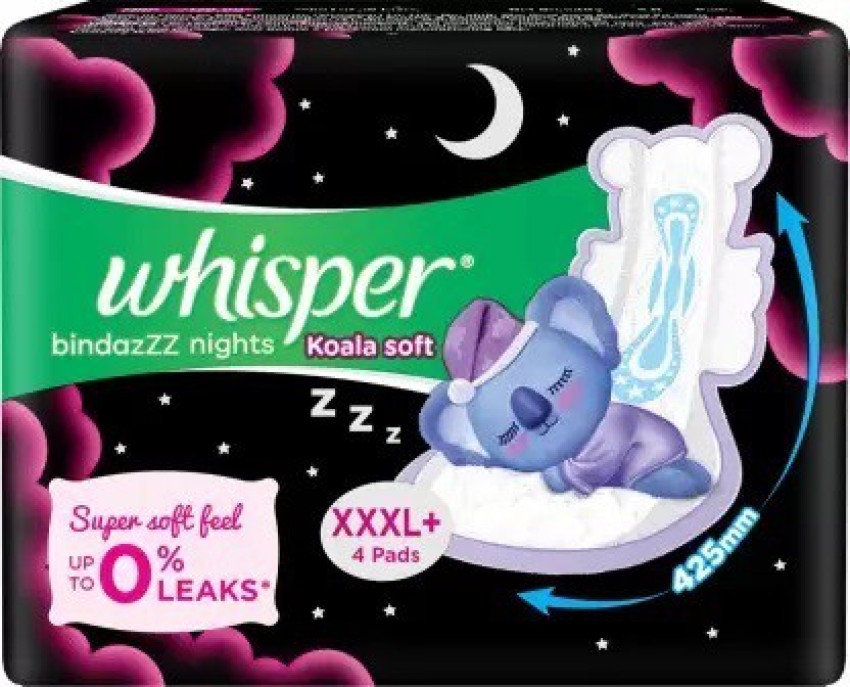 Combo Pack of Whisper Bindazzz Nights Pads XXXL (20 Each) & Whisper Bindazzz  Nights Koala Soft Pads XXXL+ (8 Each): Buy combo pack of 2.0 Packs at best  price in India